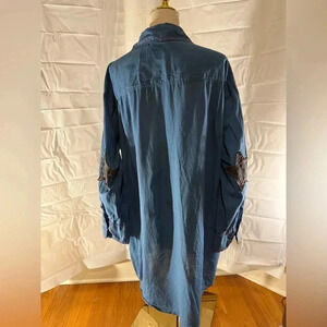 Natural Life Blue Shirt Dress with Star Patch on Elbows